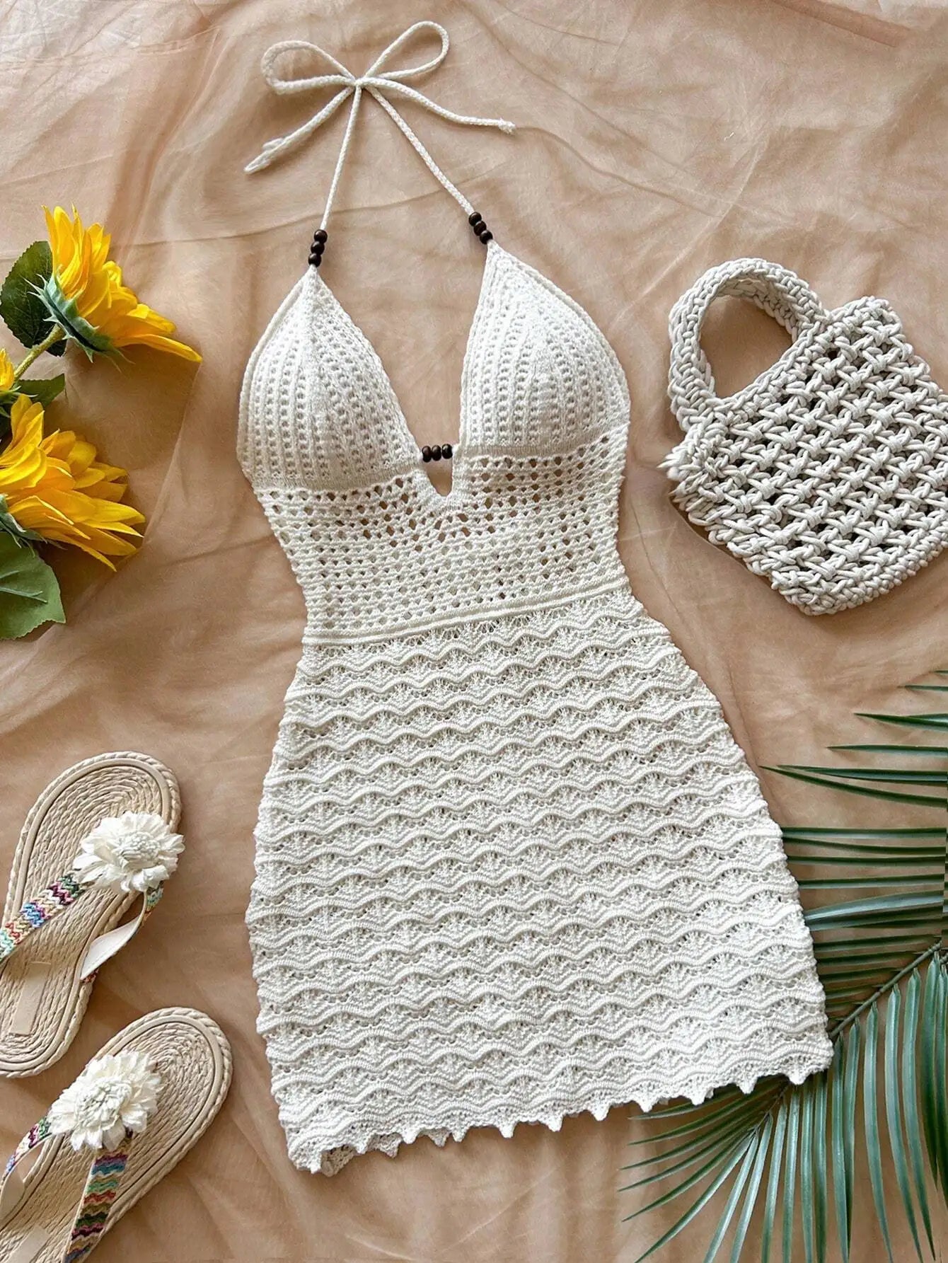 Soleia Summer Sexy Ombre Knitted Dress – V-Neck Backless Vacation Outfit